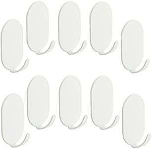 10 Packs Self Adhesive Hook, Heavy Duty Wall Hooks,Durable Strong Carbon Steel Nail Free Sticky Hanger Hooks 3M Adhesive Hooks for Kitchen, Bathrooms, Home, Doors, Office, Closet (White)