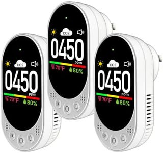VETOUCH Plug in CO2 Detector Wall, 3-in-1 Air Quality Monitor CO2 Alarm, Digital Display CO2 Monitor, Household Temp Humidity Meter, Real-Time CO2 Level Sensor Alert for Home Office School Garage