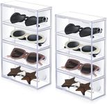 Sintuff 2 Pieces Acrylic Sunglass Organizer Clear Sunglass Holder with 4 Drawers Glasses Organizer for Women Clear Eyeglass Holder Eyewear Display Case Multiple Pair for Glasses Jewelry Watch Storage,