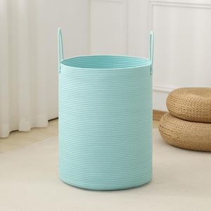 Laundry Basket Hamper Tall Rope Storage Woven for Blanket toys Dirty Clothes in Living Room Bathroom Bedroom (Cyan, 100L/26.4Gal)