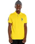 U.S. Polo Assn. Men's Short-Sleeve Polo Shirt with Applique, Cyber Yellow, Large