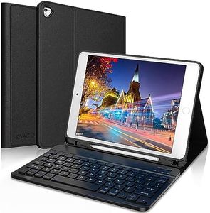 KVAGO iPad Keyboard Case 9.7 inch, Compatible with iPad 6th Generation,iPad 5th Generation, iPad Pro 9.7 inch, iPad Air 2,iPad Air, Protective Folio Cover with Wireless Bluetooth Keyboard -Black