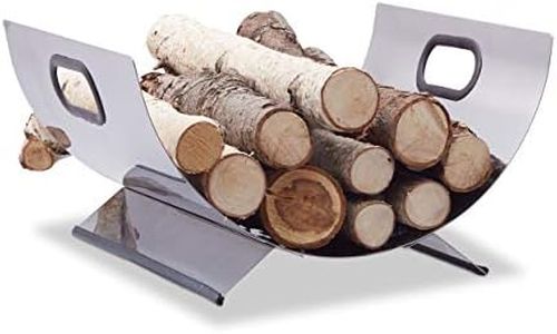 Relaxdays Stainless Steel Wood Cradle, Modern Firewood Basket, Metal Log Carrier Holder, H x W x D 19 x 37 x 33 cm, Silver