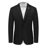 WEEN CHARM Men's Casual Knit Blazer Suit Jackets Two Button Lightweight Sport Coat Black