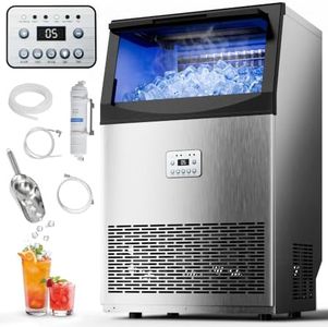 Uthfy Commercial Ice Maker Machine, 240Lbs/24H with 50Lbs Ice Storage, Stainless Steel Under Counter Ice Machine with 96 Ice Cubes Ready in 7Mins, Self-Cleaning, Freestanding Ice Maker for Cafe Home