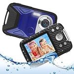 Heegomn Waterproof Digital Camera for Children, Full HD 1080P, 8x Digital Zoom, 16MP Underwater Cam for Teenagers/Beginners (Blue)