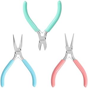 WORKPRO Jewelry Pliers Set, 3 Pack Jewelry Making Tool Kit Includes Mini Needle Nose Pliers/Chain Nose Pliers, Round Nose Pliers and Wire Cutter for Jewelry Repair, DIY Crafts, Jewelry Making Supplies