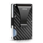 Minimalist Wallet for Men, ARW Metal Money Clip Wallet, RFID Blocking Aluminum Slim Cash Credit Card Holder (Carbon Fiber)