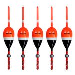 THKFISH Fishing Floats Fishing Bobbers Balsa Wood Floats Spring Bobbers Slip Bobbers for Crappie Panfish Walleyes 5.2cm*2.9cm*14.9cm 5pcs Red