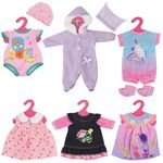 Bibi Doll - Set of 6 Dolls Clothes Outfits for 12 to 16 Inch New Born Baby Dolls - Rompers Pink Dress Bathrobe (Design 1)