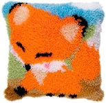 LUBOT Latch Hook Kits Cushion Cover Throw Pillow Cover Rug Making Kits DIY for Kids/Adults with Printed Canvas Pattern 17" X 17" Fox BZ992