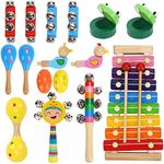 Musical Instruments for Kids, Wooden Percussion Toys for Boys Girls, Toddler Music Toy Set with Xylophone and Maracas, Educational Gift for Children