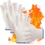 Heat Resistant Gloves for Cooking - 2 Pairs Heat Resistant Oven Gloves Kitchen Gloves for Cooking 932°F White Cotton Gloves Women - Cooking Baking Grilling Gloves - Outdoor Cooking Food Gloves