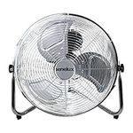 Senelux Floor Fan - Chrome Gym Fan - Electric Portable Cooling Fan for Home/Gym/Office Use - 3 Speed Settings with Tilting Feature - High Velocity Cold Air Circulator