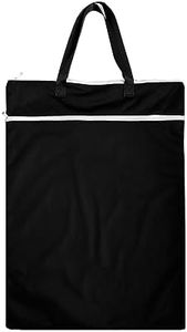 JUTESK Large Hanging Wet/Dry Cloth Diaper Pail Bags for Reusable Diapers or Laundry (1pieces), Black, Travel Garment Bag