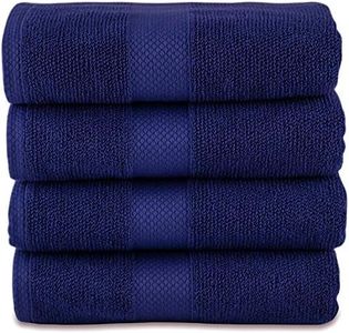 MAURA Premium Blue Bath Towels 100% Cotton 27x54 Ultra Absorbent Quick Dry 4 Pack Soft Terry Bath Towels Set for Bathroom, Hotel and Spa Quality, Navy Blue