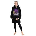 Wednesday Fleece Hoodie Blanket for Girls Teenagers - One Size Cosy Fleece Kids Oversized Hoodie - Gifts for Her (Black/Purple)