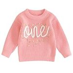 ZZLBUF Infant Baby Girl Boy Knitted Jumper Toddler Baby Half/First Birthday Outfit Cute Sweater Pullover Tops Warm Clothes (02- Pink, 6-12 Months)