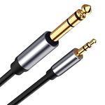 fdealz® [ 1 Pieces ] 3.5mm To 6.35mm Jack Audio Adapter Gold Plated 6.5 Jack To 3.5 Jack Aux Cable for Mixer Headset Guitar Amplifier Speakers