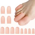 Echify Gel Toe Caps - 12 PCS Breathable Toe Protectors Sleeve Bunion Pads Cushion Big Toe Guards - Silicone Toe Covers for Protection of Ingrown Toenails Corns Calluses Blisters Beige