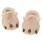 LEMZONE Cute Animal Slippers for Women Warm Furry Bear Paw Funny House Slippers with Non-skid Bottoms