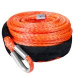 WROUGH 3/8" x 95ft Synthetic Winch Rope 26500LBs Dyneema Winch Cable Line with Black Protecing Sleeve and Thimble for ATV UTV 4WD Off Road Vehicle Jeep Truck(Orange)