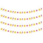 AsodSway 4P Preppy Smile Face Lighting Star Garland Party Decoration College Room Decor, Back to School Dorm Classroom Decorations Trendy Style Sweet Room Decor for Teen Girls, Birthday New Year Gifts