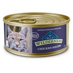 Blue Buffalo Wilderness High Protein Grain Free, Natural Adult Pate Wet Cat Food, Chicken 155g Cans (Pack Of 24) - 5.5 Oz