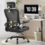 COMHOMA Office Chair with Flip-up Armrests, Ergonomic office desk chair with Adjustable Lumbar Support, Height Adjustable Desk Chair with Headrest