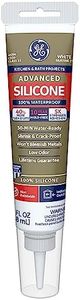 GE Advanced Silicone Caulk for Kitchen & Bathroom - 100% Waterproof Silicone Sealant, 5X Stronger Adhesion, Shrink & Crack Proof - 2.8 fl oz Tube, White, 1 Pack