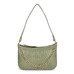 GM CREATIONS ® Leatherette Formal Casual Beauty Fashion Latest Stylish Shoulder Cross-body Side Sling Handbag with Non-Detachable Travel Chain For Women (Green)