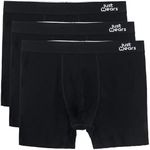 JustWears Boxer Shorts with Pouch - Pack of 3 | Anti Chafing No Ride Up Organic Underwear for Men, All Black, M