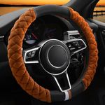 Cxtiy Universal Car Steering Wheel Cover Fluffy Winter Plush Steering Wheel Cover (A-Brown)