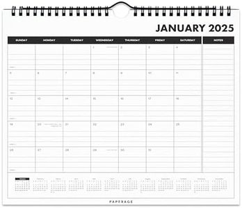 PAPERAGE Calendar 2025-12 Month (Black), Minimalist Wall and Desk Calendar with Monthly Views and Yearly Plans – Small (9 in x 11 in)
