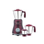 Bajaj Ivora 800W Indian Mixer Grinder with Anti-Bacterial Coating and Nutri-Pro Feature, 3 Jars, Crimson Red | 1 Month Warranty|2 Year Motor Warranty