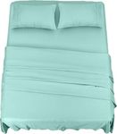 Utopia Bedding 4 Piece Bed Sheet Set King, Spa Blue – Fitted Sheet, Flat Sheet with 2 Pillow Cases 50x75 – Wrinkle, Shrinkage and Fade Resistant – Soft Brushed Polyester Microfiber Fabric