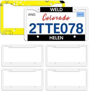 6 PCS Sublimation License Plate Frame Blanks, DIY White Metal Aluminum car Tag, Custom Picture Design for car tag Frame (12.2x6.3x0.04in)