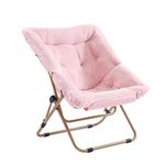 SESHINELL Comfy Saucer Chair, Oversized Foldable Faux Fur Lounge Chair Reading Chair with Metal Frame Moon Lazy Chair Accent Chair for Bedroom, Living Room, Dorm Rooms, Pink