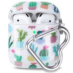 Olytop Cute Cactus Airpods 2nd/1st Gen Case Cover, Plants Airpods 2nd 1st Generation Protective Case Cover Hard Skin Women Girl for Apple iPods 2/1 Gen with Keychain -Cactus