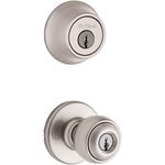 Kwikset 96900-320 Polo Entry Knob and Single Cylinder Deadbolt Combo Pack in Satin Nickel