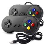 miadore 2 x Retro Classic USB Controller SNES Gamepad, Wired SNES USB Controller Mac Controller for PC Game Windows Raspberry Pi Controller Pads(Multi-color Keys)