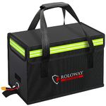 ROLOWAY Lipo Battery Bag Fireproof Bag (15 x 8.5 x 10 inch), Large Lipo Bag Fireproof Battery Bag, Lipo Safe Bag with Comfortable Handle, Reflective Strip, Lipo Charging Bag