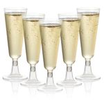 MATANA 24 Premium Elegant Clear Plastic Champagne Flutes, 150ml - Reusable Toasting Glasses, Cocktail Prosecco Glasses for Weddings, Birthdays, Christmas, BBQ & Garden Parties