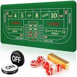 Leyndo Craps Tabletop Game Set, Includes 35"x70" Rubber Craps Tabletop Layout Mat, Casino Grade AAA 19mm Dice, 3 Inch On/Off Buttons for Casino Poker Nights