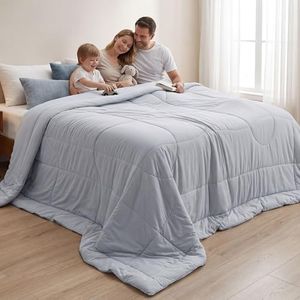 Bedsure Cooling Comforter Oversize King - Cooling Blankets for Hot Sleepers, Lightweight Comforter for Summer with Dual-Sided Cool Tech, Soft Breathable Cold Blanket for Sleeping, Grey, 116x98 Inches