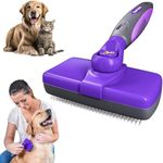 Hertzko Self-Cleaning Dog & Cat Slicker Brush for Pets with Long Or Short Hair, Dog Brush for Shedding Short Hair, Cat & Dog Grooming Brush, Cat Comb, Dog Comb, Deshedding Dog Brush - Purple