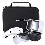 YOCTOSUN Magnifying Glasses with Light, LED Head Magnifier with 5 Lenses, Headband, Storage Case, Hands Free Lighted Head Magnifying Visor for Close Work Hobby Crafts