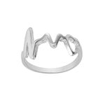 Silverly Women's 925 Sterling Silver Heart Pulse Heartbeat Love Promise Ring