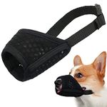 Dog Muzzle, Soft Mesh Muzzle for Small Medium Large Dogs Chihuahua Poodles Beagle Dachshund Corgis Labrador Golden, Puppy Muzzle for Biting Chewing Grooming, Allows Panting Drinking