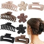 9 Pack Big Hair Claw Clips Women, Non Slip Hair Clips Strong Hold Jaw Claw Clips for Thin Thick Curly Hair, 3 Styles 3 Colors Square Matte Banana Clips Hair Accessories for Women Girls Ladies